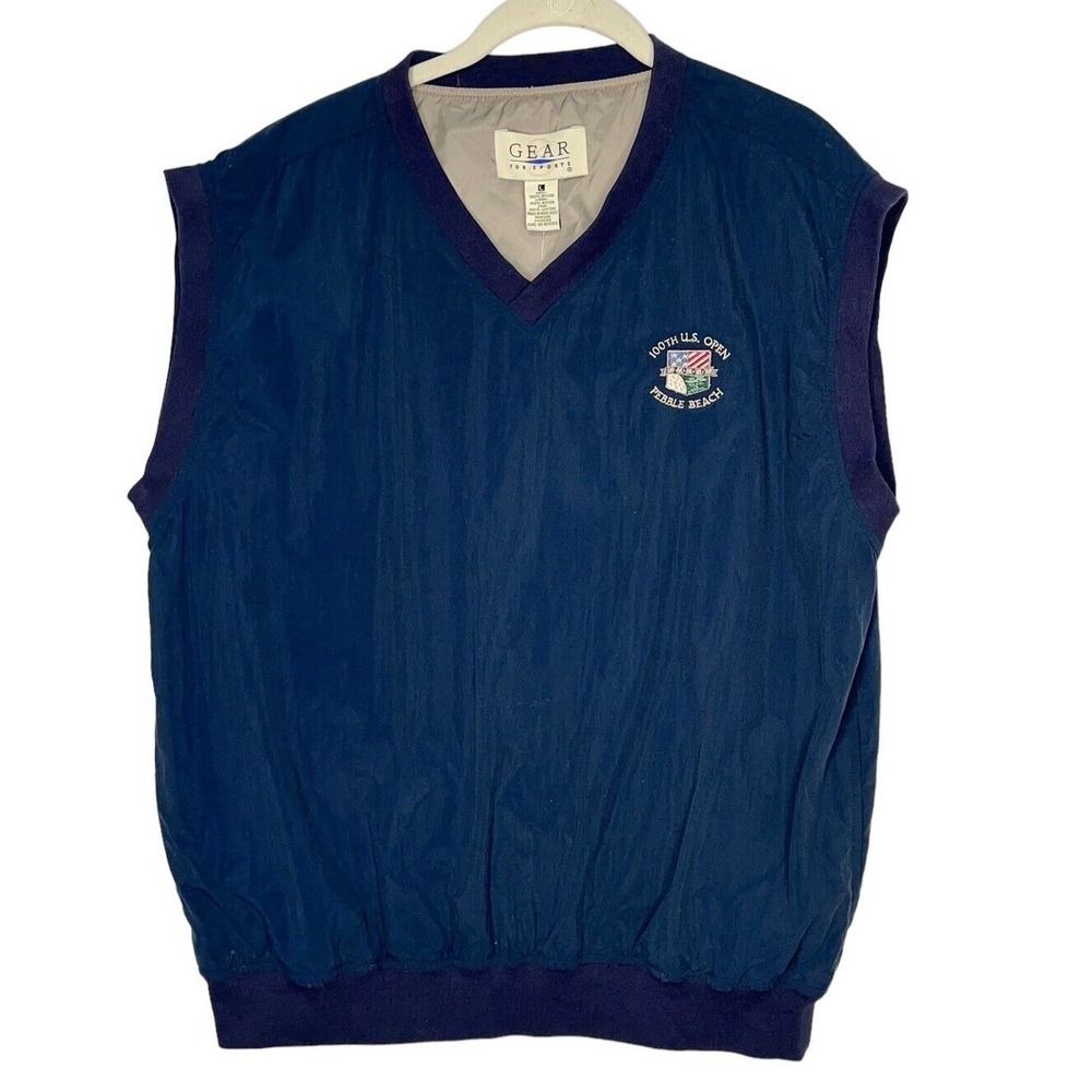 VTG‎ GEAR Sample Windbreaker Blue Vest 100th US Open Pebble Beach 2000 Large